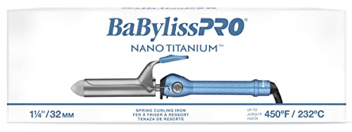 Babyliss Pro BABNT125S Professional Nano Titanium Spring Curling Iron, 1 1/4 Inches