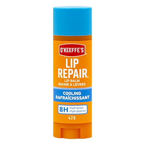 O'Keeffe's Cooling Relief Lip Repair Lip Balm for Dry Cracked Lips, Instant Cooling Relief, Seven Moisturizing Ingredients, Stick, (Pack of 1), K1710120