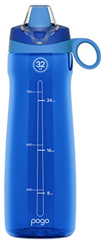 Pogo Tritan Water Bottle with Soft Straw, Blue, 32 Oz.