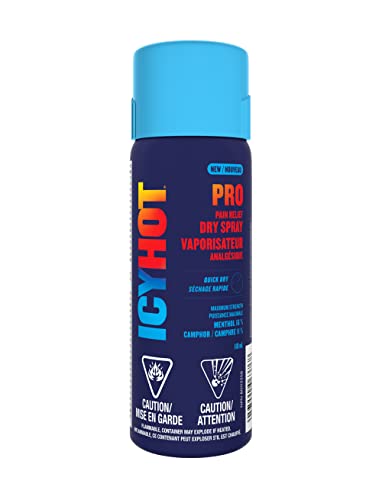 Icy Hot Pro Pain Relief Dry Spray 118ml, Fast Acting, Temporarily Relieves Minor Aches and Pains of Muscles and Joints Associated with Arthritis, Simple Backache, Strains & Sprains, Menthol and Camphor