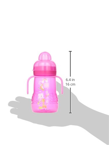MAM Training Cup (1 Count), MAM Sippy Cup, Drinking Cup for Babies With Spill-Free Spout and Non-Slip Handles, For Girls, 8 Ounces, Pink