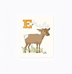 Sea Urchin Studio ABC Wall Art for Kids, E/Elk