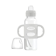 Dr. Brown's Narrow Transitional Sippy Bottle with Silicone Handles, 8oz/250ml - Gray