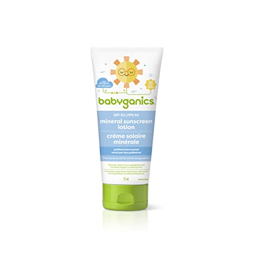 Babyganics Fragrance-Free Sunscreen Lotion, SPF 50 Sunblock with UVA/UVB Protection for Baby's Skin, Tear-Free Formula with Zinc Oxide, 177 mL