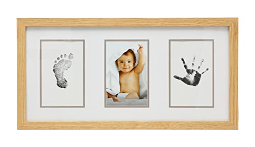 Kate & Milo Babyprints Newborn Handprint and Footprint Baby Frame Kit, Gender-Neutral Baby Keepsake, Classic Wooden Nursery Décor, Multi (95464)