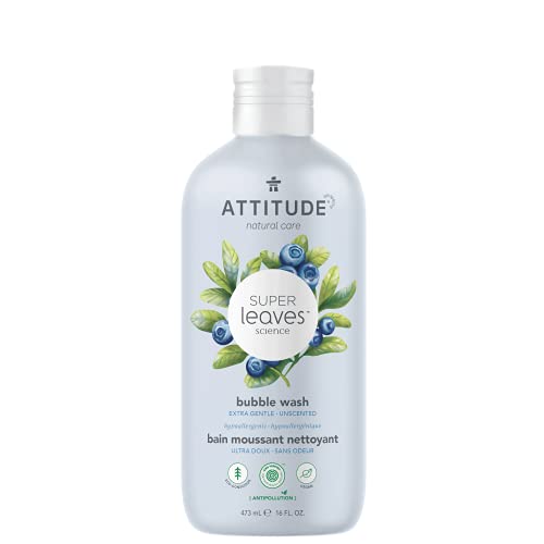 ATTITUDE Bubble Bath, EWG Verified, Plant and Mineral-Based Ingredients, Dermatologist-Tested, Vegan and Cruelty-Free Body Care Products, Extra Gentle, Unscented, 473 ml