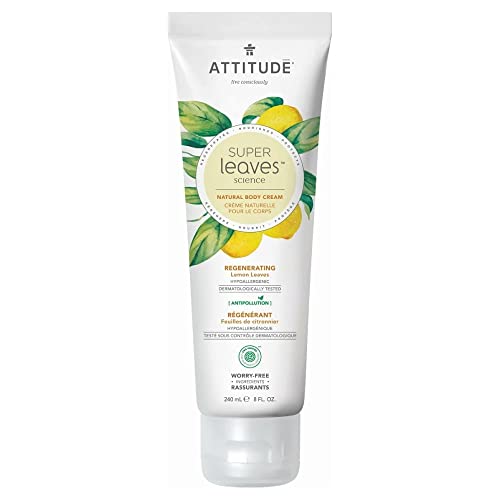 ATTITUDE Body Cream, EWG Verified, Hypoallergenic, Plant and Mineral-Based Ingredients, Vegan and Cruelty-free Beauty and Personal Care Products, Regenerating, Lemon Leaves, 240 ml