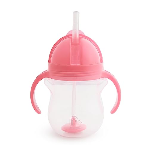 Munchkin Any Angle Click Lock Weighted Straw Trainer Cup, 7 Oz, 1 Pack, Pink