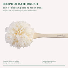 EcoTools 2-in-1 Bath Brush, Shower Loofah with Ergonomic Handle, Cleans Hard-to-Reach Areas, Deep Cleansing & Exfoliating, Recycled Netting, Perfect for Men & Women, Vegan & Cruelty-Free, 1 Count