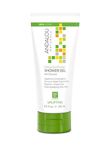 Andalou Naturals Citrus Sunflower Shower Gel - Uplifting and Ultra-Hydrating Shower Gel, Luxurious Blend of Rosehip, Argan Oils, and Coconut Water, 251 mL.