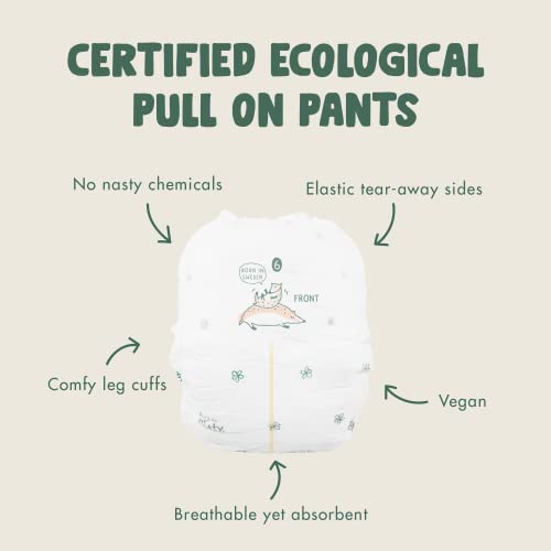 Eco by Naty Pull Ups - Hypoallergenic and Chemical-Free Training Pants, Highly Absorbent and Eco Friendly Pull Ups for Boys and Girls - Size (6) 4T-5T (35+ lbs) – 18 Count