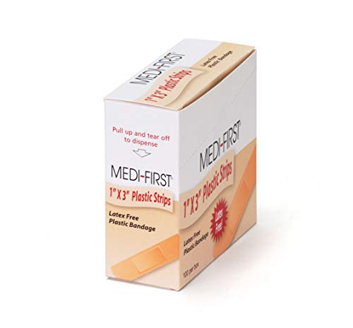 Medi-First 60033 Plastic Strip Bandage, 1-Inch by 3-Inch, 100 Per Box