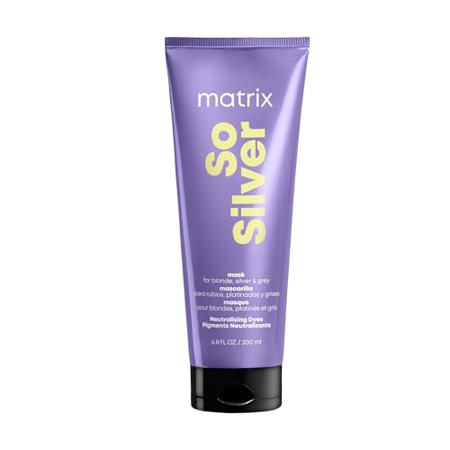 Matrix Purple Hair Mask,So Silver Deep Conditioning Toning Hair Mask,Neutralizes Yellow Tones and Brassy Tones,Tones Blonde and Silver Hair,For Blonde,For Silver Hair,Grey Hair,200ml(Packaging May Var