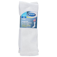 Dr. Scholl's Men's Diabetes & Circulator Socks-4 & 6 Pair Packs-Non-Binding Moisture Management, White - Crew (4 Pairs), 13-15