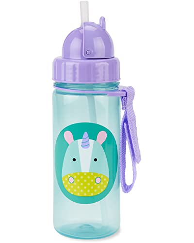 Skip Hop Toddler Sippy Cup with Straw, Zoo Straw Bottle 13 oz, Unicorn