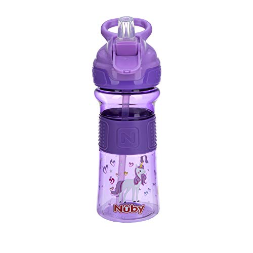 Nuby Thirsty Kids No-Spill Flip-It Reflex w/Soft Grip 12oz., Purple
