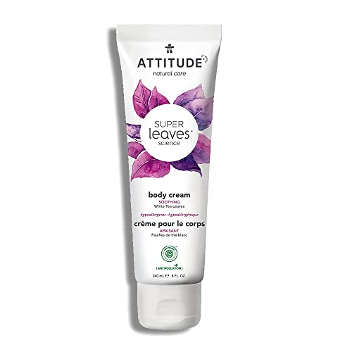 ATTITUDE Body Cream, EWG Verified, Hypoallergenic, Plant and Mineral-Based Ingredients, Vegan and Cruelty-free Beauty and Personal Care Products, Soothing, White Tea Leaves, 240 ml