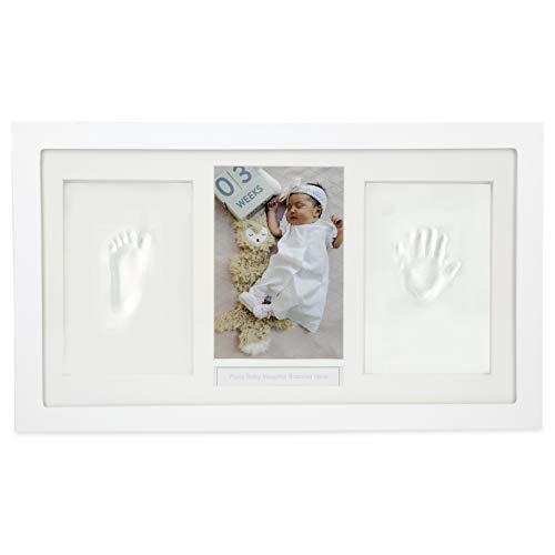 Nuby Baby Hand & Footprint Kit with Wall Decor Frame That Holds One 4 x 6 Photo & 2 Clay Print Kits for Newborn Girls & Boys, Personalized Baby Gift