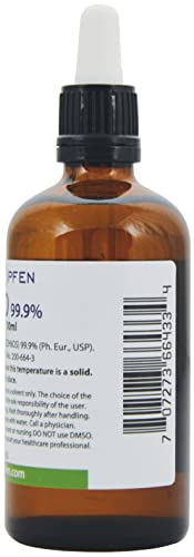 Low odor DMSO - Dimethyl sulfoxide liquid (3.4 Oz - 100ml), Pharmaceutical grade, High purity, Heiltropfen