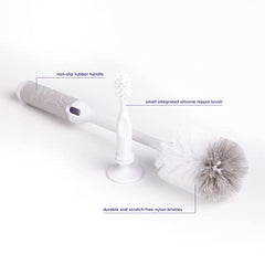 Ubbi Baby Bottle Brush Set, Bottle Brush and Nipple Brush, Baby Cleaning Essentials, Gray