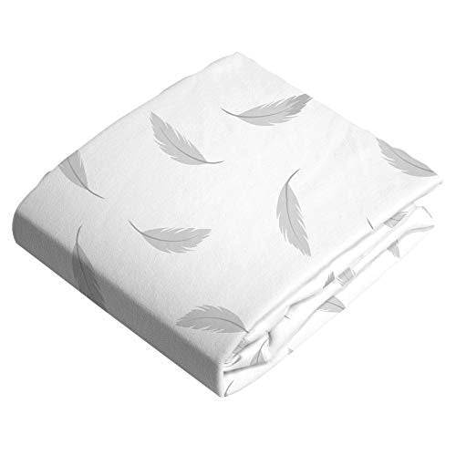 Kushies Baby 100% Breathable Cotton Flannel Contoured Changing Pad Cover with Slits for Safety Straps, Made in Canada, 17" x 33" Grey Feathers