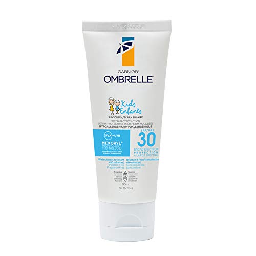 Garnier Ombrelle Kids Sunscreen, SPF 30, Hypoallergenic, Water and Sweat Resistant, Fragance Free, 90 mL