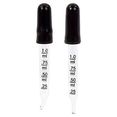 Bodico 2-Piece Glass Medicine Dropper with Bent and Straight Tip for Accurate Easy Dose and Measurement, Black