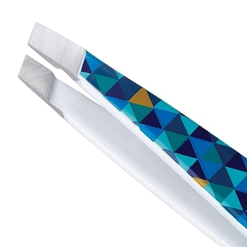 Tweezerman 1252TPR Mini Slant Tweezer Pattern, 1 Count, Blue Mosaic Pattern