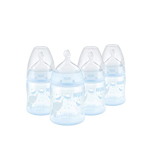 NUK Smooth Flow Bottle, 5oz, 4 Pack, Blue Elephant