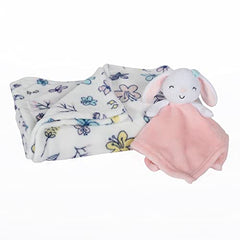 Baby’s First by Nemcor 2 Piece Baby Blanket and Buddy Set, 30x40" Security Blanket and Plush Teething for New Born and Infant, Pink Bunny