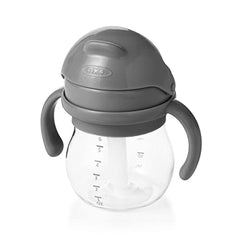 OXO Tot - Transitions Straw Cup with Handles - Spill-Proof No Mess - Transition from Bottle, Breast Feeding Sippy Cup - 6 oz - Gray