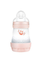 MAM Easy Start Anti-Colic Bottle, 5 oz (1-Count), Newborn Essentials, 0+ Slow Flow Bottles with Silicone Nipple, Girl Baby Bottles, Pink/Matte