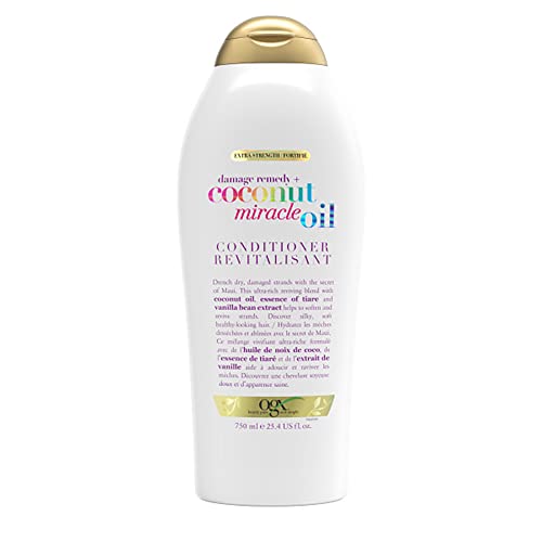 OGX Extra Strength Damage Remedy + Coconut Miracle Oil Conditioner for Dry, Frizzy or Coarse Hair, Hydrating & Flyaway Taming Conditioner, Paraben-Free, Sulfate-Free Surfactants, 750 mL