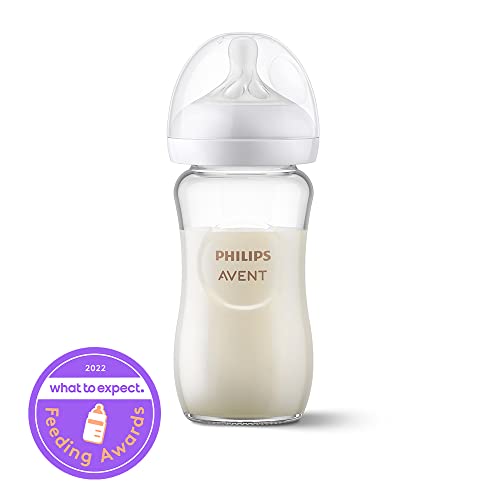 Philips AVENT Glass Natural Baby Bottle with Natural Response Nipple, Clear, 8oz, 1pk, SCY913/01