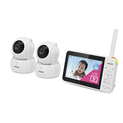 VTech VM924-2 Pan & Tilt Video Baby Monitor with 2 Cameras, 5" LCD Screen, Up to 17 Hrs Video Battery Life(2600 mAh), 1.33x Zoom, Night Vision, Best-in-Class 1000ft Range, Soothing Sounds, 2-Way Talk