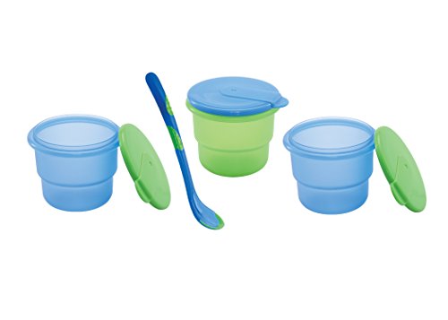 Nuby 535390BG Microwave Bowl and Spoon Assorted Toy(3Pack), Blue, Green