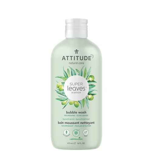 ATTITUDE Bubble Bath, EWG Verified, Plant and Mineral-Based Ingredients, Dermatologist-tested, Vegan and Cruelty-free Body Care Products, Olive Leaves, 473 ml