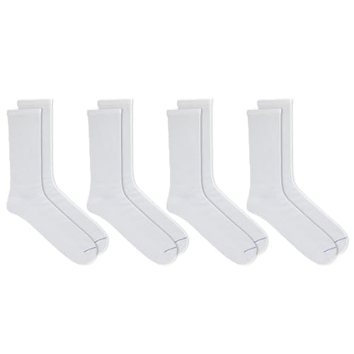 Dr. Scholl's Men's 4 Pack Diabetic and Circulatory Non-Binding Crew Sock, White, Shoe Size:7-12