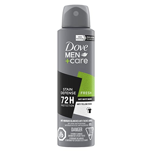 Dove Men+Care Dry Spray Antiperspirant Deodorant for 72H Sweat & Odour Protection Stain Defense Fresh Anti-white Marks and Yellow Stains 107 g