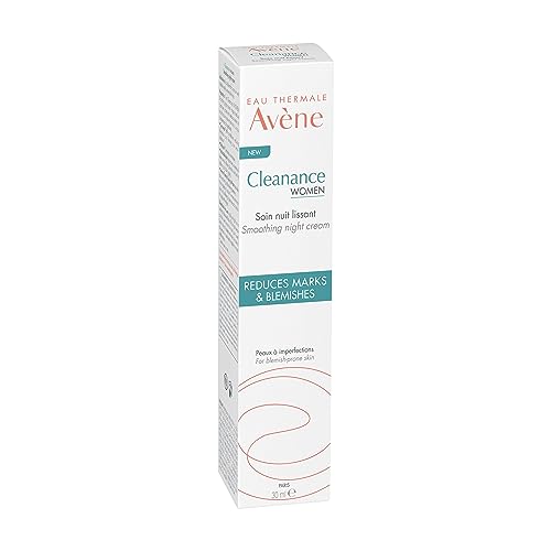 Eau Thermale Avène Cleanance WOMEN Smoothing Night Cream, for Adult Blemish Prone, wrinkles and fine lines, Retinaldehyde, Non-Comedogenic, 30 ml