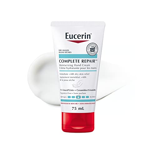 EUCERIN Complete Repair Moisturizing Hand Cream for Dry to Very Dry Skin, | Eucerin Hand Cream for Dry Hands, 75mL | 5% Urea Cream | Ceramide Cream | Dry Skin Cream | Fragrance-free Cream | Non-Greasy Cream | Recommended by Dermatologists