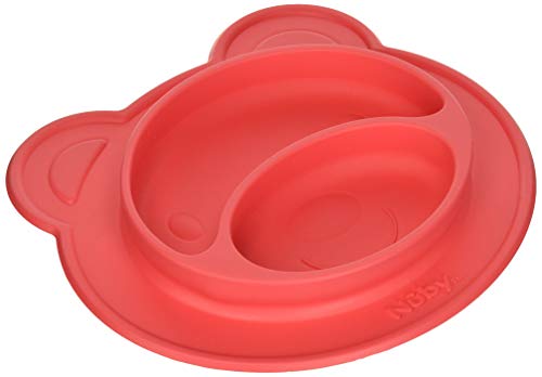 Nuby 537076PK Sure Grip Silicone Miracle Mat Section Bear Plate, Red