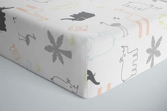 Kushies Baby 100% Breathable Cotton Percale Baby Crib Sheet, Fully Elasticized - Made in Canada 28" x 52" Multi Jungle Animal