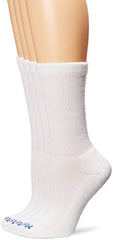 PEDS Women's Diabetic Crew Socks with Non-Binding Top and Cushion Sole 4 Pairs, White, 10-13