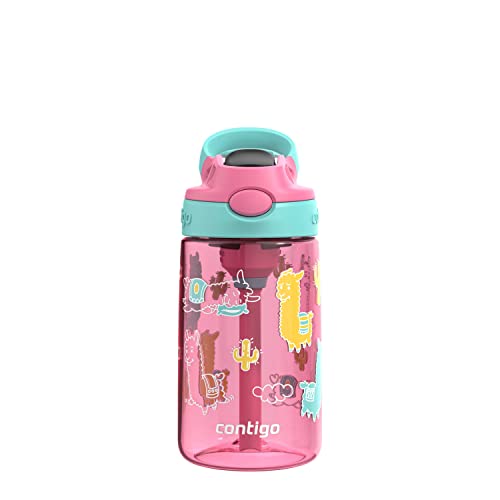 Contigo Aubrey Leak-Proof Spill-Proof Water Bottle, Azalea Jade Llama, 14 oz