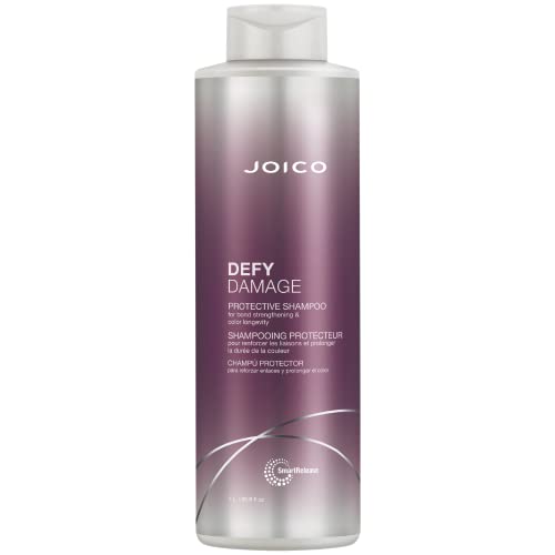 Joico Defy Damage Protective Shampoo, for Dry Damaged Hair, Cleanses Curly, Colored, or Frizzy Hair, with Moringa Seed Oil, Sulfate free, 1L