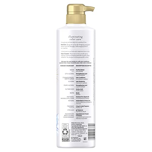 Pantene Sulfate Free Conditioner, Illuminating Hair Color with Biotin, Safe for Color Treated Hair, Nutrient Blends, 400 mL