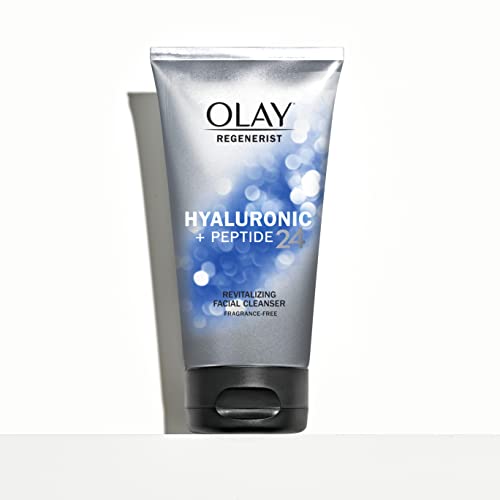 Olay Regenerist Hyaluronic + Peptide 24 Face Wash, Fragrance-Free, 150 mL, Silver
