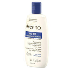 Aveeno Anti-Itch Concentrated Lotion with Calamine and Oat, Skin Protectant for Fast-Acting Itch Relief from Poison Ivy, Insect Bites, Chick Pox, and Allergic Itches, 4 fl. oz