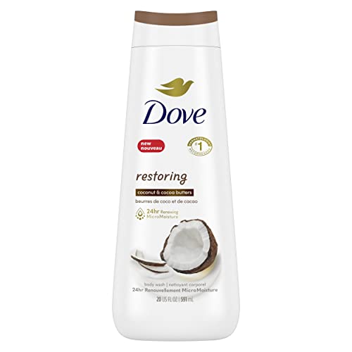 Dove Restoring Body Wash for renewed, healthy-looking skin Coconut & Cocoa Butters gentle body cleanser nourishes the skin 591 ml